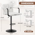 thumbnail image 3 of Daluvenix Bar Stools Set of 2, PU Leather Adjustable Swivel Barstools, Hydraulic Counter Height Bar Chairs with Armrest Back for Kitchen Island, White, 3 of 9