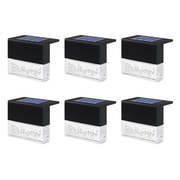 Luces de valla de jardín de panel solar 3000K Lámparas de escalera de luz solar decorativas recargables LED RGB IP55 Iluminación de camino impermeable 6 piezas Guardurnaity HA009198-02B