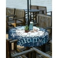 thumbnail image 2 of Navy Blue Santa Christmas Outdoor Tablecloth - 60 Inch Round Dining Table Cover, Xmas Winter Snowflake Waterproof Outdoor Table Cloth with Umbrella Hole & Zipper for Picnic/Patio/Party, 2 of 5