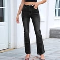 thumbnail image 4 of Pantalones Vaqueros Acampanados de Cintura Alta para Mujer, Ajustados, Informales, Rectos, con Bolsillos. Negro M, 4 of 9