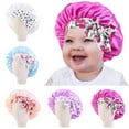 thumbnail image 2 of Baby Satin Bonnet Sleep Cap Bowknot Decor Silk Bonnet Reversible Night Sleep Cap, 2 of 18