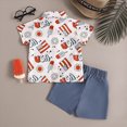 thumbnail image 4 of Toddler Boys Short Set Independence Day 4th Of July Prints T Shirt Tops Shorts Child Kids Gentleman Outfits, 4 of 6