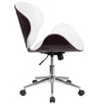 thumbnail image 4 of Pemberly Row Leather Swivel Office Chair in White and Mahogany, 4 of 6