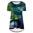 thumbnail image 5 of Pompotops T-shirt d'Été à Col Rond Ample pour Femmes, Blouse Décontractée à Imprimé à Manches Courtes, Liquidation, 5 of 5