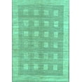 thumbnail image 1 of Ahgly Company Machine Washable Indoor Rectangle Checkered Turquoise Blue Modern Area Rugs, 8' x 12', 1 of 4