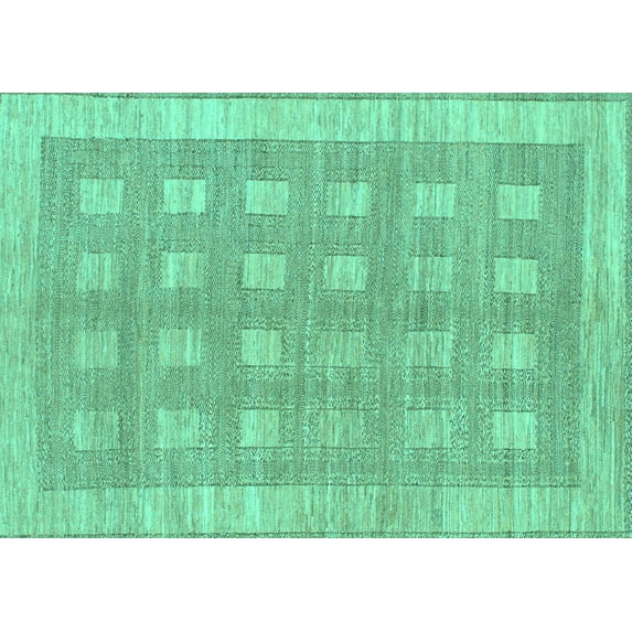 Ahgly Company Machine Washable Indoor Rectangle Checkered Turquoise Blue Modern Area Rugs, 8' x 12'