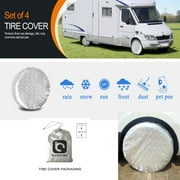 IClover Tire Cover, Set of 4 RV Tire Covers Aluminum Film Cotton Motorhome Wheel Cover Weatherproof Tire Sun Protectors for Auto Trailer Truck Camper Jeep SUV-28 Diameter