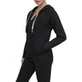 thumbnail image 3 of Sudadera con capucha DKNY para mujer, logotipo, cordón, cierre completo, color negro, talla S, 3 of 5