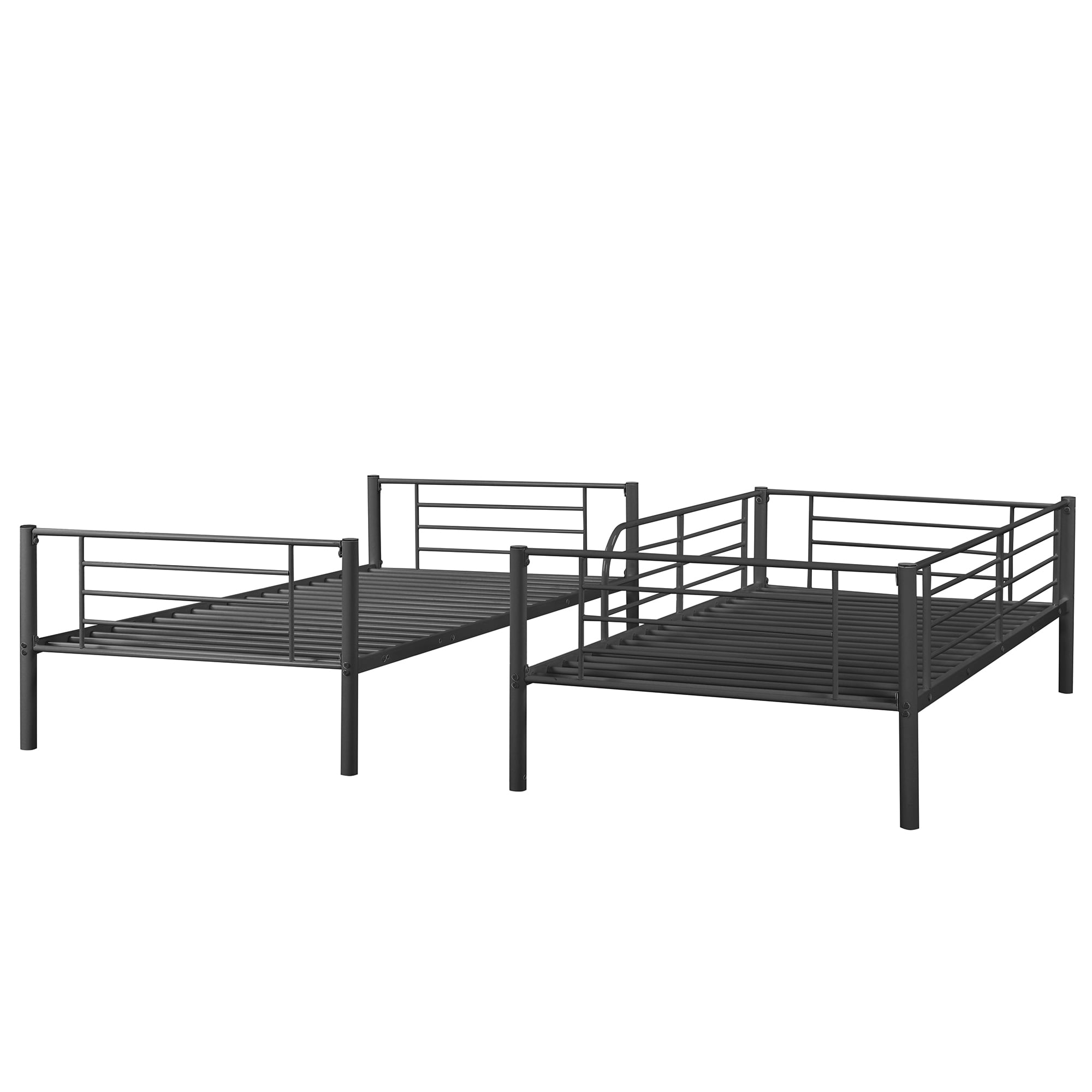 Kepooman Twin Over Twin Metal Bunk Bed with Ladder for Bedroom Dorm, 78"L x 39.5"W x 65.2"H, Black Kepooman Twin Over Twin Metal Bunk Bed with Ladder for Bedroom Dorm, 78"L x 39.5"W x 65.2"H, Black