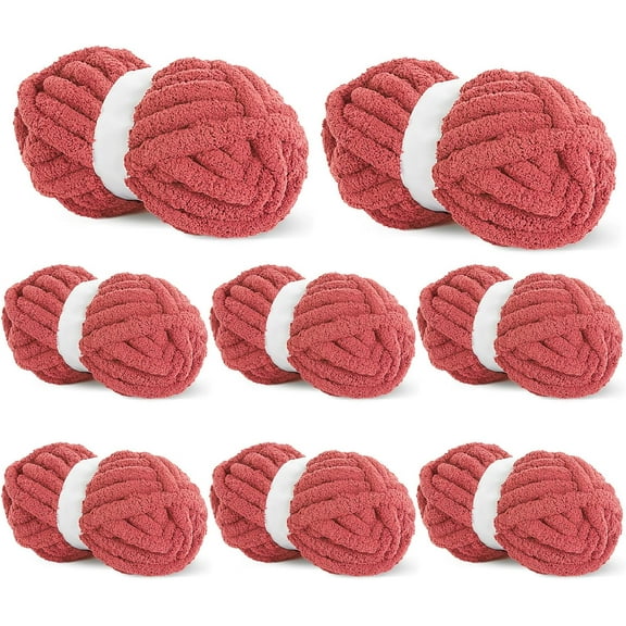 8Pcs Chunky Chenille Yarn for Crocheting & Knitting, 27yds 8 oz Each Skein Soft Fluffy Kitting Yarn Set, Thick Velvet Plush Yarn for Handcrafts Weaving Making Blankets