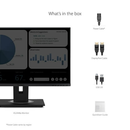 ViewSonic - VG2448A 23.8" IPS LCD FHD Monitors (DisplayPort VGA, USB, HDMI) - Black