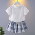 thumbnail image 4 of Odeerbi Camisa de Cuello de Marinero de Vestido Preppy de 2 Piezas de Niñas y Falda Plisada En Cuadro Uniforme Escolar Con Corbata, 4 of 8