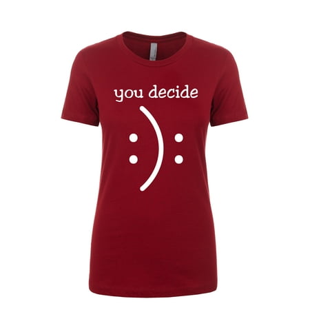 Trenz Shirt Company - Funny Happy or Sad Emoticon Graphic Ladies Fit T ...