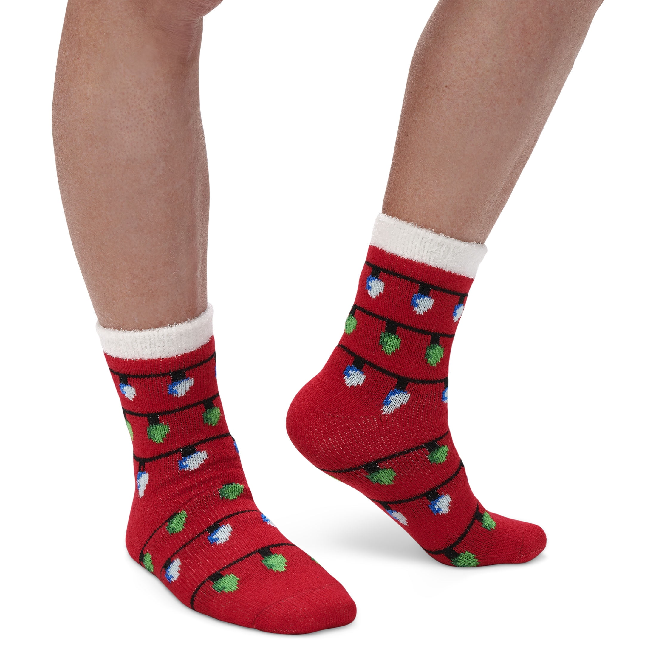 Airplus Dual Layer Holiday  Men's Large Crew Socks, 3 Pack Assorted Santa, Lights, Ho Ho Ho, Fits Size 8-12.5