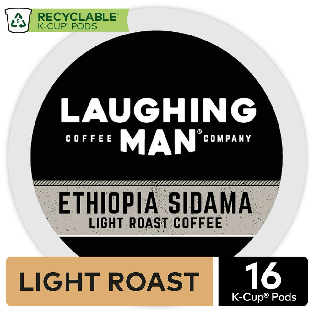 Laughing Man Ethiopia Sidama K-Cup Coffee Pods, Light Roast, 16 Count ...