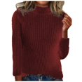 thumbnail image 5 of Sakmal Red Womens Fall Sweaters Cozy Mock Neck Knit Solid Sweaters for Women XXL, 5 of 5