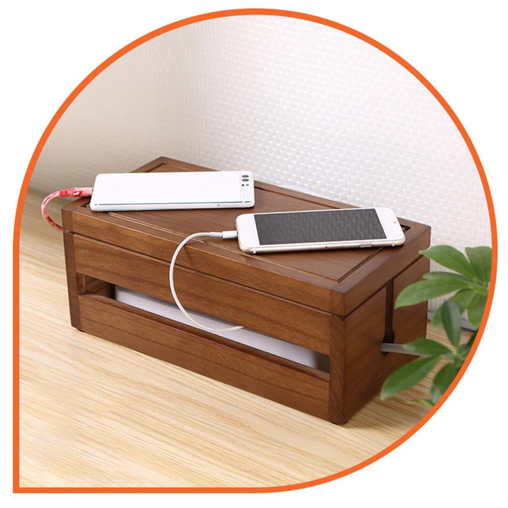 Fiocias 2x Cable Management Box Wooden Cable Organizer for Cable Extinguishers