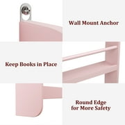 Homfa 4-Tier Wall Bookshelf, 43.7H Wall-Mounted Kids Bookshelf, Book Storage Rack for Kids Room, Pink