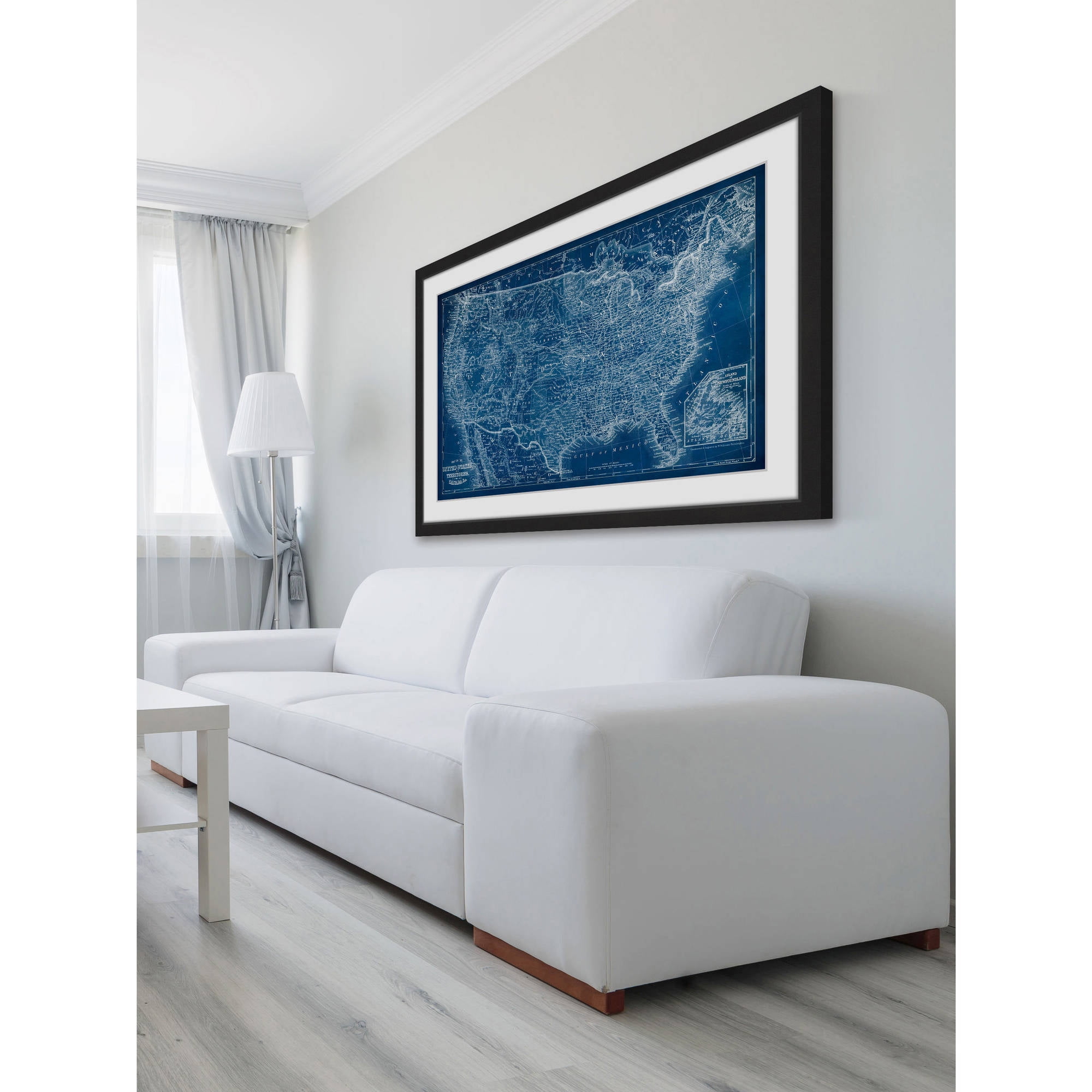 "US Map Blueprint" Framed Painting Print
