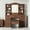 Brown, variant on TROPOW Vanity Desk with Mirror and Lights, Dressing Table with Chair, 10 Drawers and 10 Storage Shelves, Vanity Desk with Power Outlet for Bedroom, Walnut