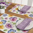 thumbnail image 4 of Spring Summer Floral Flower Placemats Set of 4, Watercolor Pansy Leaves Dining Place Mats Table Decor, Seasonal Home Kitchen Decoration 12 x 18 Inch, 4 of 6
