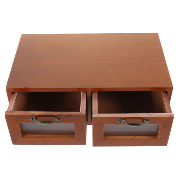 Worgeous  Wooden Desk Organiser with Drawer Home Workplace Storage Box Desktop Box Holder Makeup Box