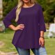 thumbnail image 3 of Plus Tamaño Suelto Ajuste Camisetas para las Mujeres Impresas 3/4 Manga Cuello Redondo Blusa Casual Verano, Más Tamaño de la Túnica de Manga Larga para las Mujeres, 3 of 6