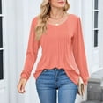 thumbnail image 5 of Maean Women's Blouse Pleated Crewneck Tunic Blouses Causal Dressy Long Sleeve Fall Trendy Tops, 5 of 7
