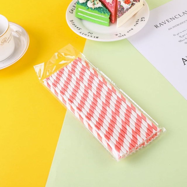 Pajita de papel desechable, biodegradable, original, apta para uso alimentario, para niños