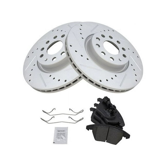 Front Brake Pad and Rotor Kit - Compatible with 2009 - 2017 Volkswagen CC FWD 2010 2011 2012 2013 2014 2015 2016