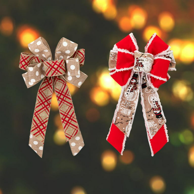 Golden Jingle Bell Wreaths with Red Velvet Ribbon, Set of 2