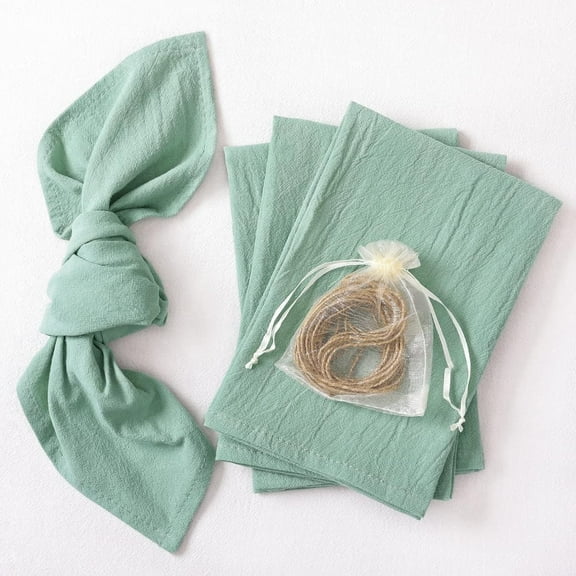 suxuMhao Cloth Napkins, 8 Pack 30*30cm Light Green Cotton Dinner Napkins, Washable Dinner Napkins Cloth for Dining Table, Reusable Cotton Linen Napkins​​​(No cotton rope included)