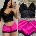 thumbnail image 2 of Conjunto de pijama de dos piezas para mujer, camisola de encaje de seda helada, top sexy sin mangas, pantalones cortos sueltos con cintura elástica, ropa de casa para mujer, novedad xuanjing unisex, 2 of 2