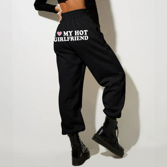 Women Fashion Trousers Print Bottom Sweatpants Pockets High Waist Sporty Gym Athletic Fit Jogger Pants Womens plus Size Casual Pants for Women for Work Very Soft Pants Women Casual Petite Pants for