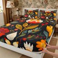 thumbnail image 5 of Manfei Vintage Floral Leaves Queen Sheets 4 Pieces,Bohemian Rustic Botanical Queen Sheet Sets,1 Flat Sheet,1 Fitted Sheet and 2 Pillowcases, 5 of 6