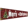 AkoaDa Merry Christmas Banner Black Red Buffalo Plaid Sign Christmas Bunting Banner Xmas Hanging Sign Decoration Outdoor Indoor