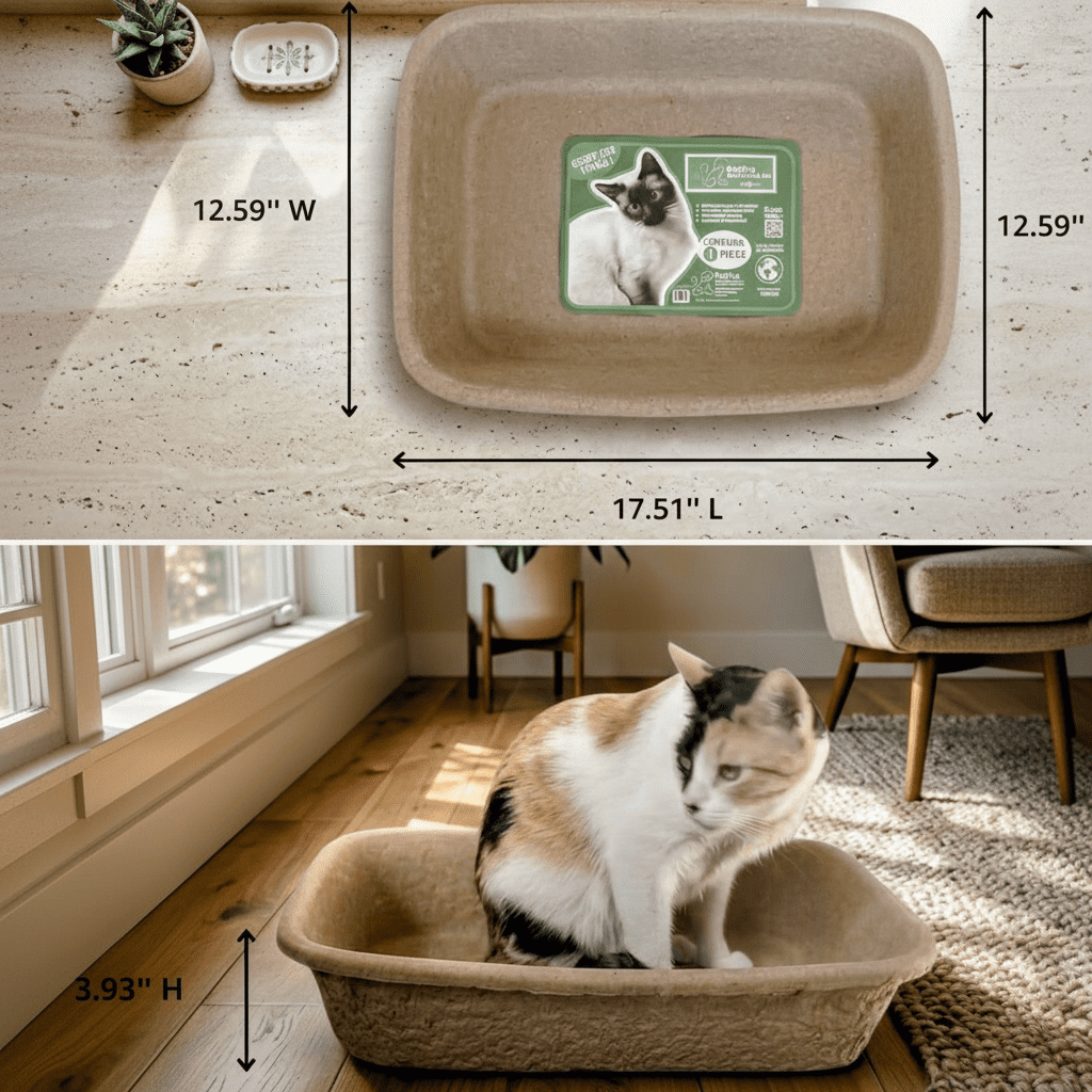 Word Travel - Friendly Disposable Cat Litter Box - 5 Pack Small Molded Pulp Single Use Easy Clean.