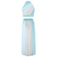 thumbnail image 4 of Sholeno Girls Sleeveless Lyrical Dance Dress Color Block Ruched Crop Top Keyhole Back Flowy Split Chiffon Skirt Light Blue 14, 4 of 6