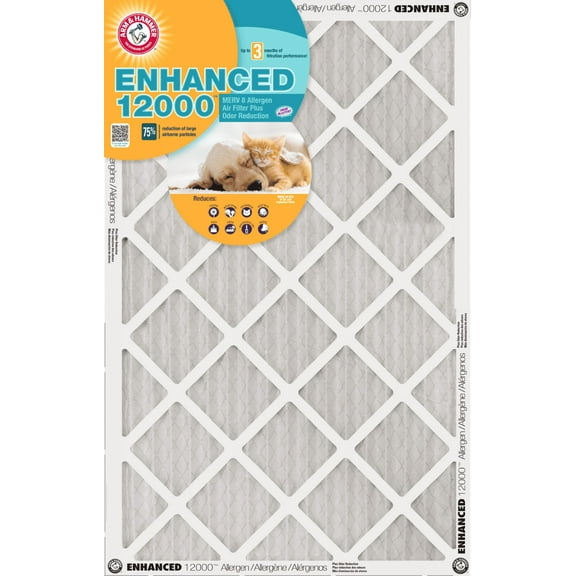 12x12x1 Arm & Hammer Enhanced 12000 Allergen Air Filter & Furnace Filter (MERV 8) (4-Pack)