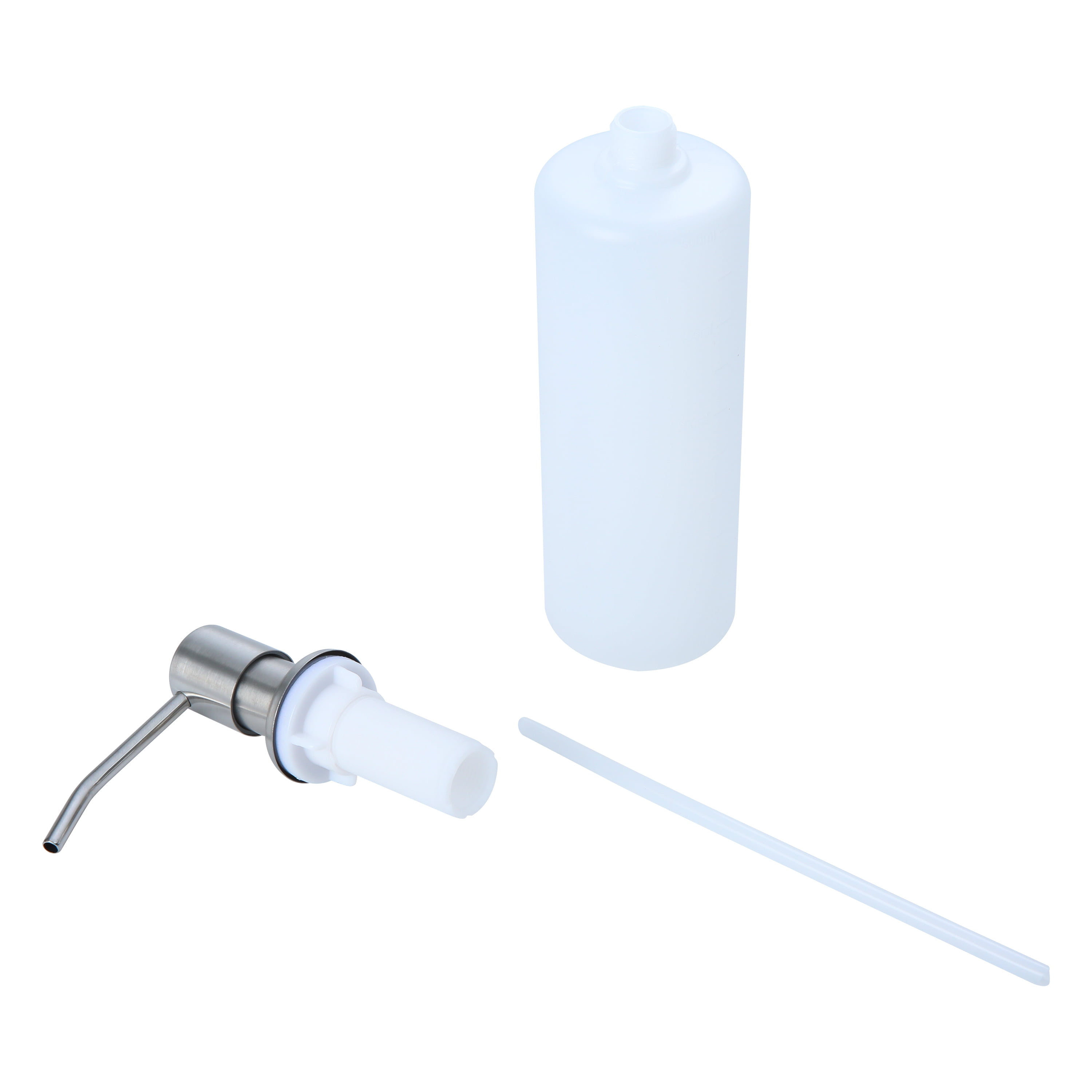Mainstays 11.5" Stainless Steel Soap Dispenser Refillable 17oz Plastic White Bottle