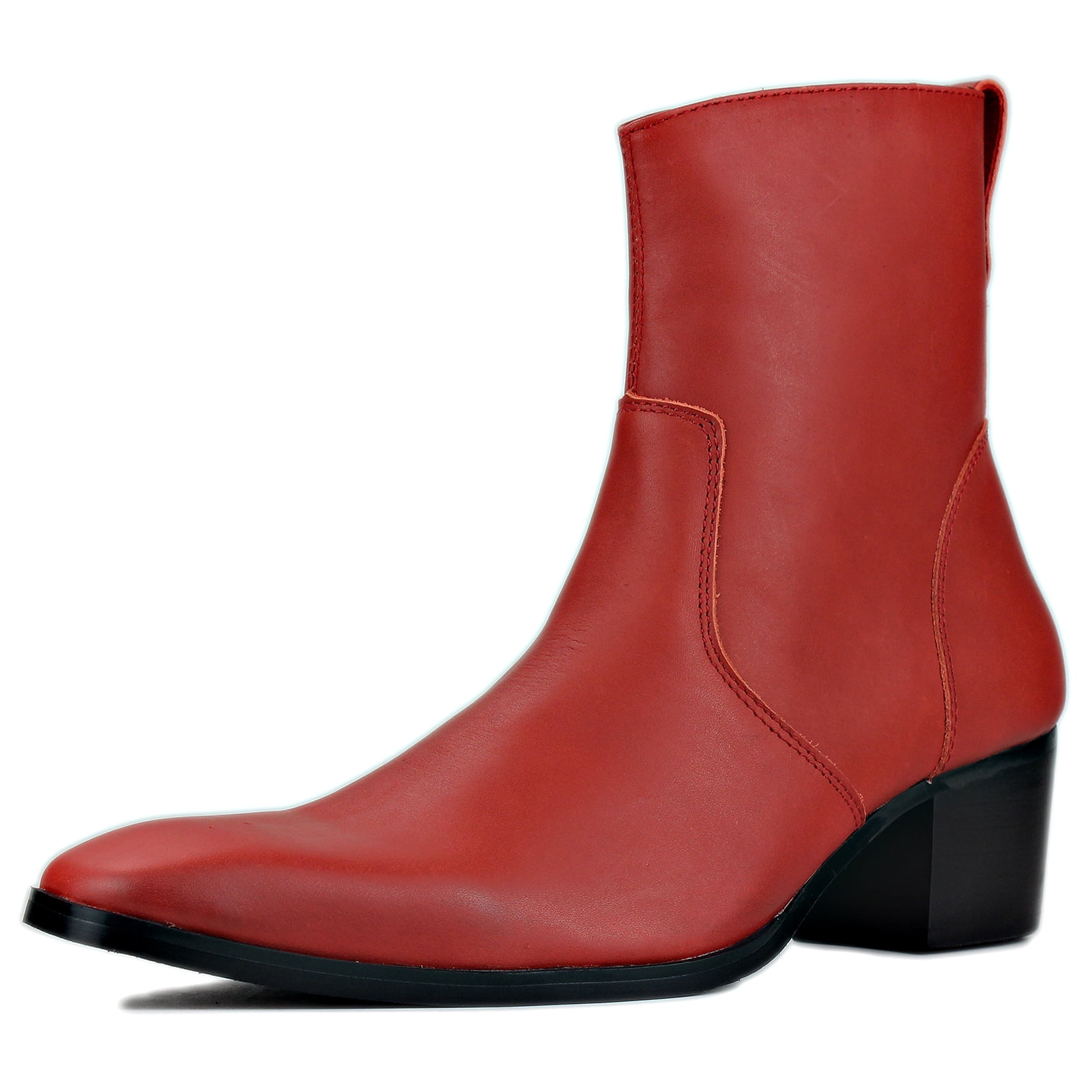 Mens red leather boots hot sale