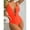Orange, variant on TrendVibe365 Swimsuit Women Modest Adjustable Strap V Neck One-Piece Backless Monokinis Hollow Cutout String Tie Solid Romper Swimming Suits Modest High Cut Bikinis Tankinis for Holiday Seaside