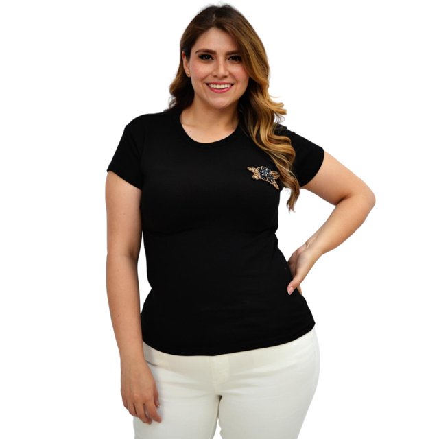Playera básica en talla extra, modelo 304 (negro) negro 40 Roman Fashion Playera extra 304