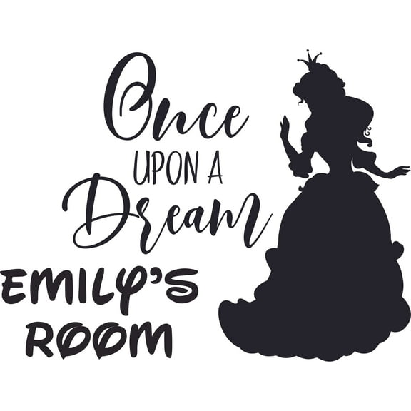Custom Name Wall Decal - Once Upon A Dream Logo Personalized Wall Sticker for Home Boy Girl Bedroom Decoration - Size: 15 In x 19 In