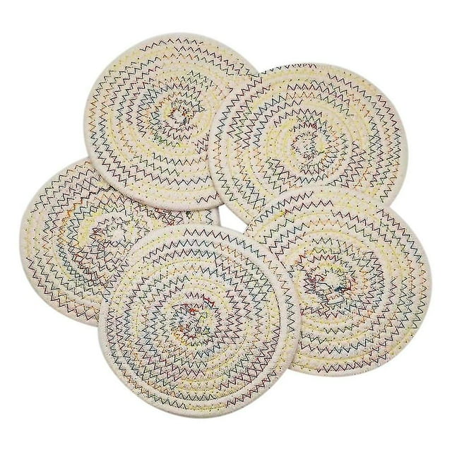 6 Pcs Cordes Rondes pour Boissons, Tissage de Fil Antidérapant Absorbant