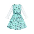 thumbnail image 3 of Girls Dress Blue Floral Long Sleeve Cotton Casual Dress 4 Years, 3 of 6