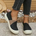 thumbnail image 2 of Floleo Women's Slip-On Color Block Hollow Knit Walking Shoes, Round Toe Elastic Collar Breathable Footwear, Five Neutral Tone Light Non-Slip Daily Casual Sneakers(Black,7), 2 of 9
