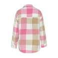 Elabch Womens Plaid Shirts Wool Shacket Jacket Long Sleeve Button Down