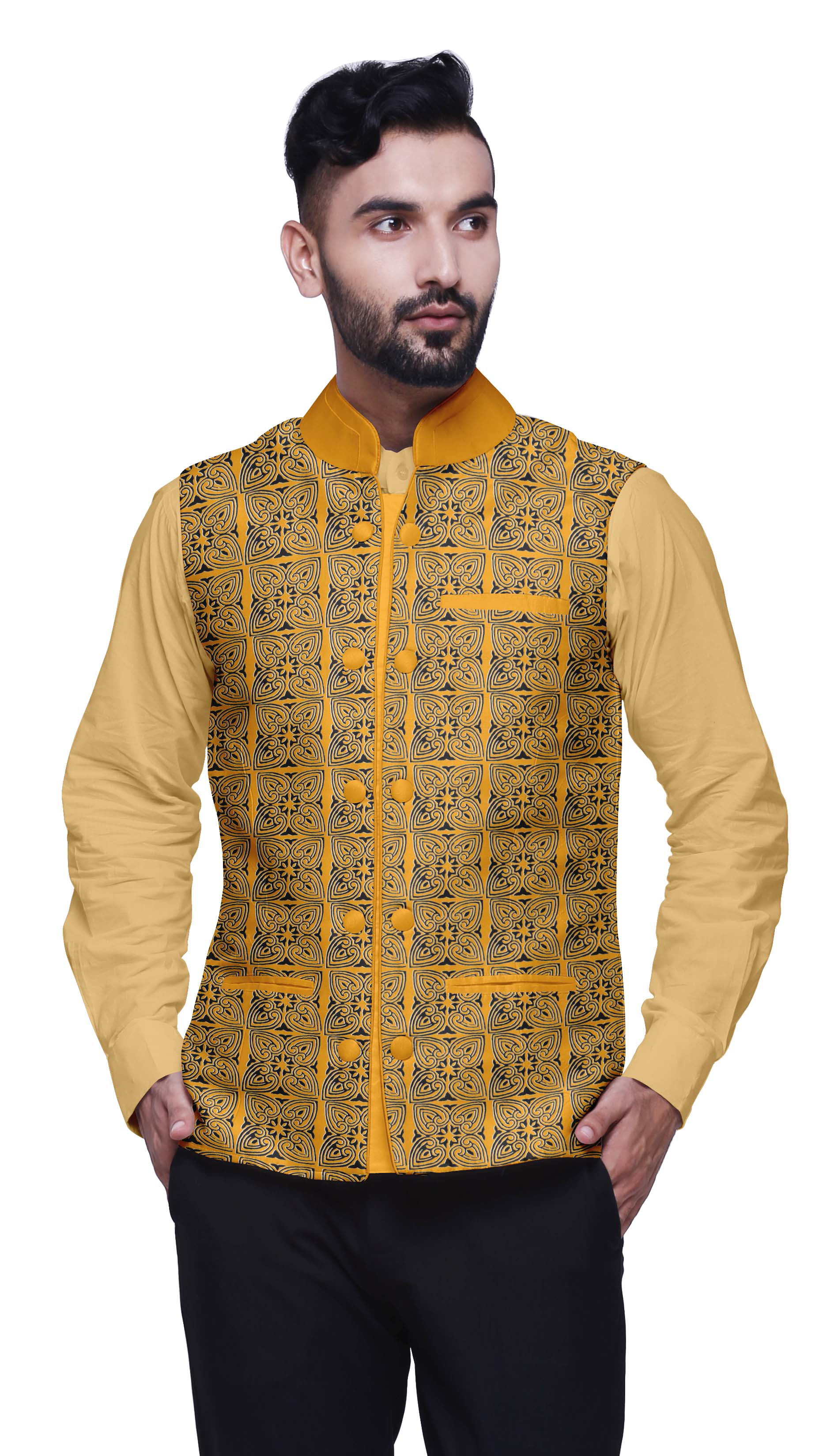 Designer Mango Yellow Modi Nehru Jacket for Men Waist Coat Jacket for Kurta  Gift for Him Wedding Kurta Kaash Collection - Etsy