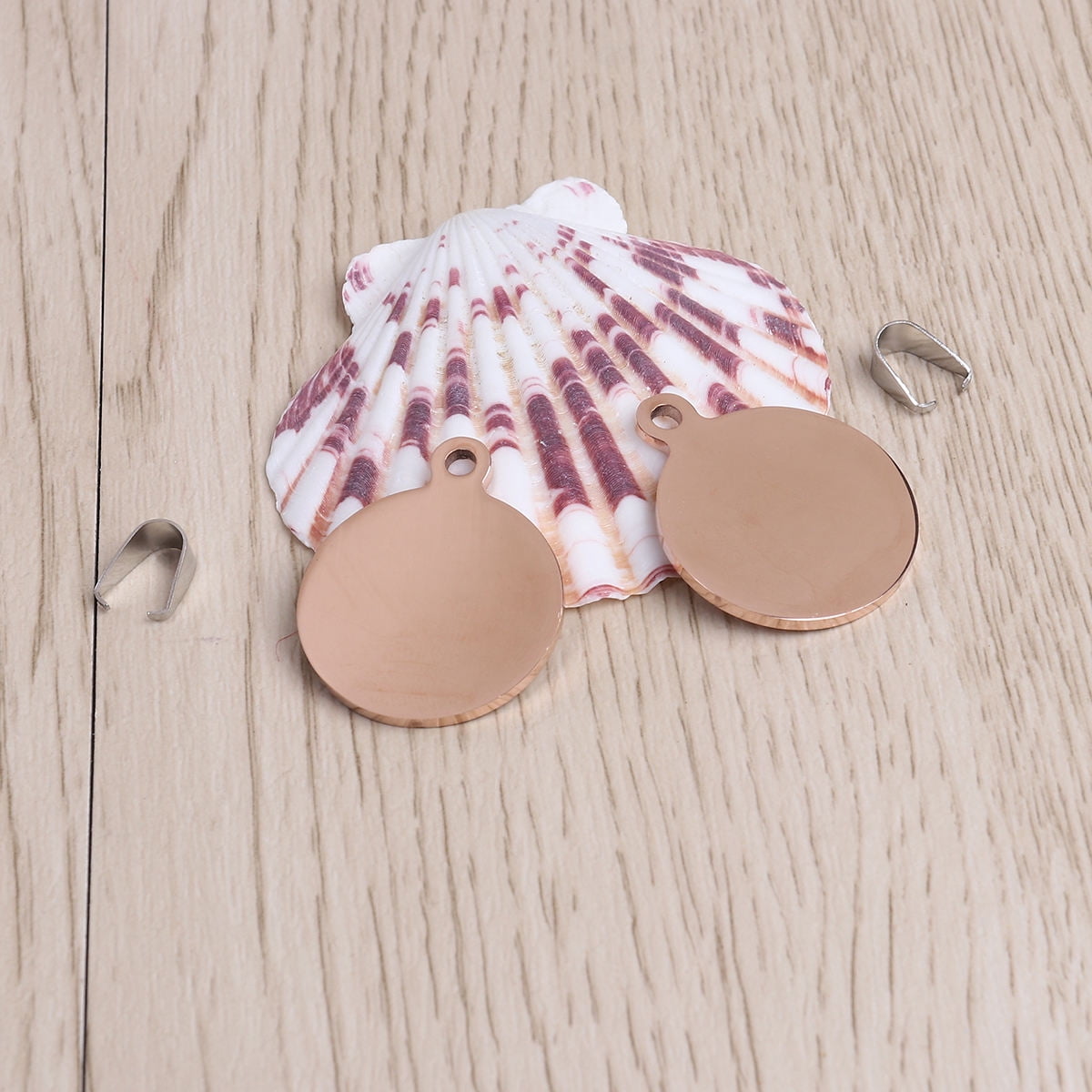 OULII Dog Name Tags Pet ID Tags Round Rose Gold 2Pcs